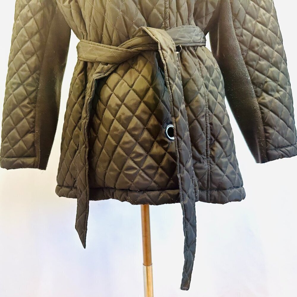 WESTPORT Button Down Snap Button Tie at the Waist Green Quilted Jacket Size 1X - Picture 4 of 12